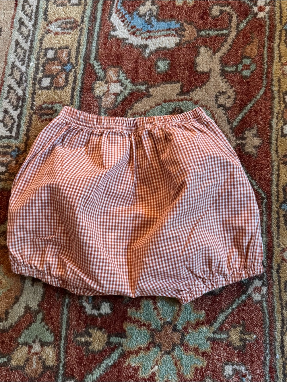 Kids Gingham Bubble Shorts in Rust Brown - Picture 4 of 4